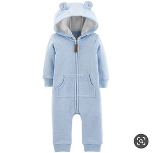Carter’s Blue Fleece lined Bear One piece jumpsuit